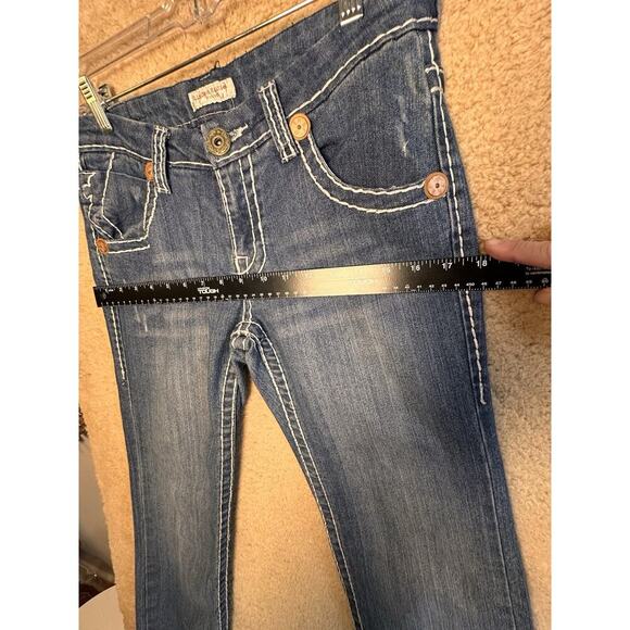 True Religion World‎ Tour USA Limited Edition Y2K Jeans Women Sz 28 Raw Cuff Hem - Picture 15 of 16